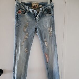 Parasuco Light Blue Distressed Straight Leg Jeans